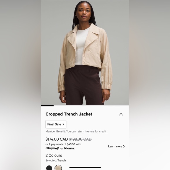 Cropped Trench Jacket Size Medium - Picture 2 of 5